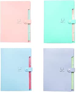 NUOBESTY در حال گسترش پوشه فایل، پوشه 5 جیبی، سایز نامه A4 کاغذ آکاردئونی، پوشه سازمان دهنده اسناد برای لوازم اداری مدرسه، 4 بسته