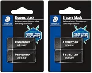 پاک کن هنری Staedtler، بسته هنرمند بدون لاتکس مشکی با کیفیت ممتاز، 526B3Bk2-C