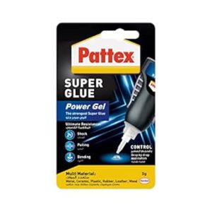 Pattex Super Glue Power Gel Control | چسب شفاف همه منظوره برای مواد انعطاف پذیر با نازل دقیق | سازگار با فلز، سرامیک، لاستیک، چرم و چوب | قابل شستشو در ماشین ظرفشویی | 3 گرم (بسته 1 عددی)