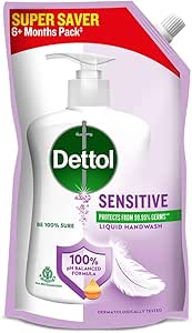 مایع شستشوی دستی Dettol Refill, Sensitive, 675ml | pH متعادل | 10 برابر محافظت بهتر از میکروب