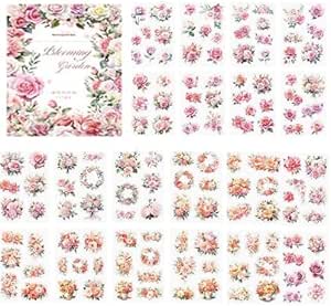 مجموعه برچسب‌های کتاب قدیمی KASTWAVE، طرح‌های باغ‌های شکوفه‌دار قدیمی برای بزرگسالان، 20 برگه لوازم ژورنال استیکر همراه با موچین برای دفترچه‌نویسی