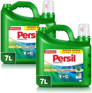 شوینده مایع لباسشویی ژل پاور Persil برای همه ماشین های لباسشویی – 7 لیتری، با 2X Power در مقابل پودر، فناوری Deep Clean برای تمیزی کامل و طراوت طولانی مدت (بسته 2 عددی)
