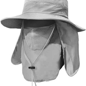 کلاه ماهیگیری مردانه با لبه گردنی صورت، کلاه محافظ UPF 50+ لبه پهن در فضای باز برای پیاده روی، باغ