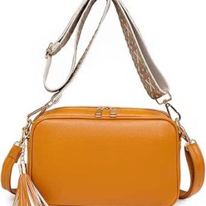 کیف کراس بادی برای زنان کیف مسنجر کیف دستی زنانه مناسب برای خرید مسافرت پیاده روی روزانه، زرد نارنجی، S، معاصر