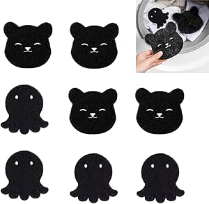 پاک کننده موی حیوانات خانگی قابل استفاده مجدد برای پرز گیر لباسشویی، لباسشویی و خشک کن، خز، پرز و گرد و غبار حیوانات خانگی را از روی لباس پاک می کند (8 عدد – 4 خرس و 4 اختاپوس)