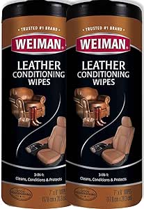 دستمال مرطوب چرمی Weiman – 2 بسته – وضعیت تمیز محافظت در برابر اشعه ماوراء بنفش کمک به جلوگیری از ترک خوردن یا محو شدن مبلمان چرمی، صندلی‌های خودرو و داخلی، کفش‌ها و موارد دیگر