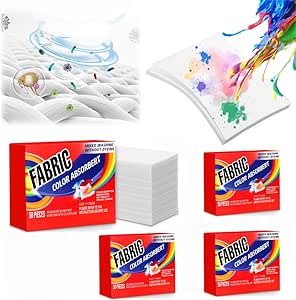 ورق های خشک کن Azonee، ورق های لباسشویی جاذب برای جلوگیری از خونریزی، لباس های ضد رنگ، برگه های رنگی برای حذف کنه های کاغذی جاذب رنگ لباس برای استفاده در آپارتمان خانگی (4 جعبه/200 عدد)