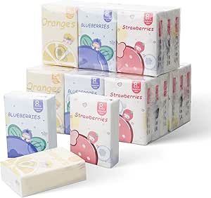 دستمال کاغذی جیبی Terdey، دستمال کاغذی صورت مسافرتی، چاپ شده با دستمال کاغذی با طرح میوه، دستمال کاغذی کوچک، بسته 27، 8 برگ در هر بسته، ورق سه لایه، سفر، مدرسه، محل کار، گردش، خرید