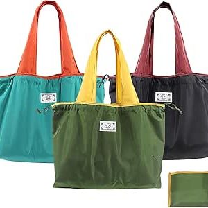 کیسه‌های خواربار فروشی قابل استفاده مجدد تاشو، کیسه‌های بزرگ، سبک وزن، Azonee برای سفر، خرید و استفاده در ساحل (مشکی/آبی/سبز)