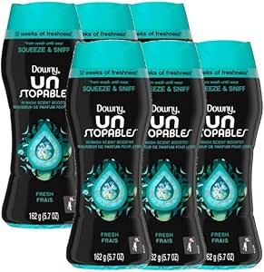 Downy Unstoppables، طراوت در هنگام شستشو و دانه های تقویت کننده بوی، 162 گرم، بسته عطر تازه 6 تایی