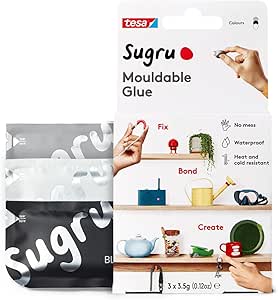Sugru by Tesa – چسب فوق العاده همه منظوره، چسب کاردستی قالب گیری برای فضای داخلی و خارجی – چسب چسب برای تثبیت خلاقانه، ترمیم، چسباندن و شخصی سازی – بسته 3 – مشکی، سفید و خاکستری (3.5 گرم در هر قطره)