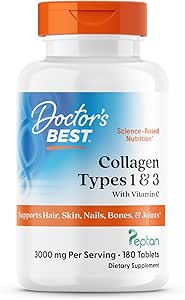 بهترین، بهترین کلاژن، انواع 1 و 3 دکتر با پپتان، 1000 میلی گرم، 180 قرص