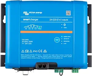 Victron Energy Smart IP43 24 ولت 25 آمپر 120-240 VAC، شارژر باتری خروجی (1+1) با بلوتوث