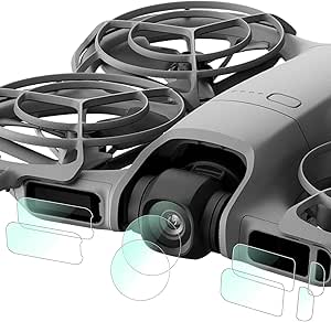فیلم محافظ صفحه نمایش شیشه‌ای eWINNER سازگار با لنز دوربین پهپاد DJI Neo 2 + محافظ صفحه سنسور برای لوازم جانبی Drone DJI Neo 2، ضد خش و حساس فوق العاده شفاف، بدون حباب