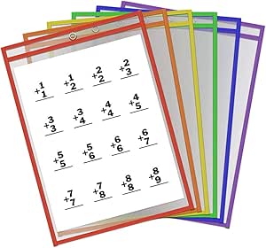 NUOBESTY 6Pcs Dry Ease Pockets Clear Plastic Reusable Sleeves Dry Ease Sheets Clear Folder Sleeves فایل پوشه لوازم آموزشی برای سازمان کلاس درس