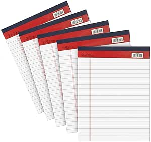 Markq Single line Legal A5 Notepad, 40 Sheets, White, Pack of 5 Notepad – Total 200 Sheets