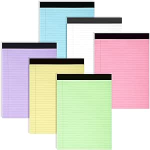 The WHITE SHOP Legal Pads 6 Pack Pads رنگی 20.9×35.5cm, 40 sheet Legal Ruled, Notepads, Notepads 80 paper ضخیم