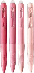 4 عدد خودکار ژل پاک‌شدنی جمع‌شونده، خودکار 0.5 میلی‌متری سیاه و سفید، طراحی زیبای صورتی، فوق‌العاده برای مدرسه، دفتر، دانش‌آموزان، زنان، مردان، لوازم پسرانه و دخترانه