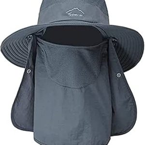کلاه ماهیگیری ELECDON، مردانه و زنانه، کلاه لبه پهن محافظ اشعه ماوراء بنفش در فضای باز با روکش صورت، فلپ گردن