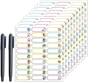 برچسب بطری کودک قابل استفاده مجدد لونیمیا برای مهدکودک 300 عدد، برچسب نام ضد آب برای مهدکودک، برچسب نام حیوانات چسبنده روی برچسب بطری آب غذای کودکان برای کلاس مدرسه بنویسید