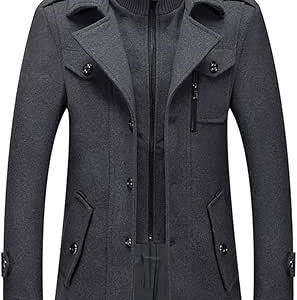 کت مردانه ژاکت پشمی مردانه پاییزی مانتوهای پشمی مردانه زمستانی کت بلند مردانه یقه دوبل زیپ ترنچ پالتوی پشمی بادگیر