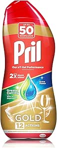 ژل ظرفشویی اتوماتیک پریل گلد (50 بار شستشو – 1 لیتر)، ژل ظرفشویی برش چربی، 2 برابر درخشندگی بیشتر، قدرت در برابر سوختگی