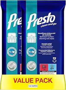 دستمال مرطوب پرستو برای حمام | فرمول پاور تازه | از بین برنده لکه های آب و رسوبات صابون | تمیزی و تازگی بهداشتی | 72 دستمال مرطوب (بسته 2 عددی، 144 دستمال مرطوب)