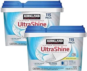 بسته‌های شوینده ممتاز ماشین ظرفشویی FCV Kirkland Signature: رایحه مرکبات لیمو – 2 عدد + هدیه جایزه