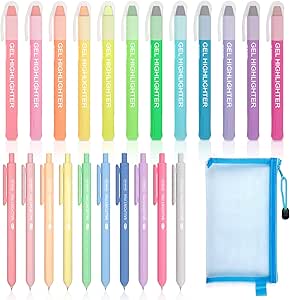 هایلایترها و خودکارهای کتاب مقدس بدون خونریزی، کیت 22 بسته ژورنالینگ کتاب مقدس، هایلایتر ژل 12 رنگ و قلم توپی 10 رنگ با کیسه ذخیره سازی، نشانگرهای کتاب مقدس بدون خونریزی توسط شاتل آرت