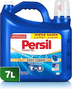 شوینده مایع لباسشویی ژل پاور Persil، فناوری تمیز کردن عمیق برای ماشین های لباسشویی با بارگیری بالا، تمیزی کامل، فوم متراکم و طراوت طولانی مدت، بسته بندی 7 لیتری و تکنیک دوز آسان