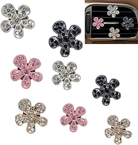 [8 عدد] گیره دریچه هوا گل دیزی، گیره دریچه هوا خوشبوکننده خودرو، گیره خروجی تهویه مطبوع زیبا، خوشبو کننده بوی خودرو، لوازم جانبی خودرو دکور داخلی خودرو (گل الماس، 8 عدد)