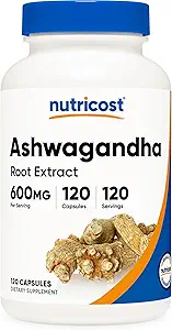 مکمل گیاهی Nutricost Ashwagandha 600 میلی گرم، 120 کپسول – گیاهی، غیر GMO، بدون گلوتن، ریشه آشواگاندا