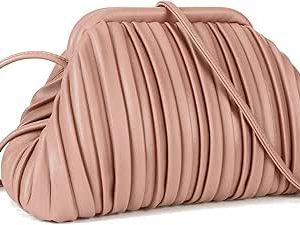 کیف زنانه و کیف کلاچ GLITZALL، کیف دستی ابری دیزاینر و کیف روچدی با بند شانه جداشدنی، صورتی، شیک، جداشدنی، شیک