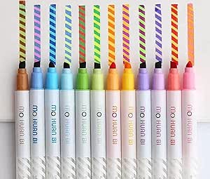 قلم جادویی رنگ های Doltri 12Pcs – نشانگرهای رنگی آب نباتی متنوع برای عاشقان لوازم التحریر – استفاده بر روی هر کاغذی، هایلایت های پاستلی – نشانگر رنگ قابل تغییر برای وسایل مدرسه، خوشنویسی، هنر و صنایع دستی