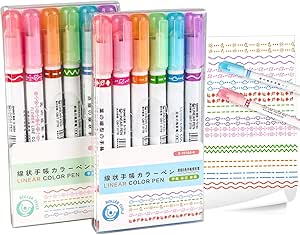 مجموعه قلم هایلایتر منحنی 12 عددی، قلم های حاشیه جادویی، قلم های رنگی منحنی، قلم هایلایت طرح حاشیه، قلم کاردستی برای لوازم دفترچه ژورنال، برای دانش آموز