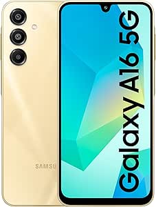 Samsung Galaxy A16 5G (طلایی، 6 گیگابایت رم، 128 گیگابایت حافظه داخلی) | Super AMOLED | دوربین سه گانه 50 مگاپیکسلی با لنز فوق عریض | 6 سیستم عامل و 6 سال به روز رسانی امنیتی | IP54 | ضربه بزنید و پرداخت کنید | 5000 میلی آمپر ساعت