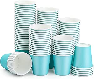 100 بسته 3 اونس لیوان کاغذی آبی، لیوان یکبار مصرف کوچک حمام، لیوان دهان شویه، فنجان اسپرسو، لیوان کاغذی کوچک برای سوپرمارکت حمام پیک نیک جشن تولد