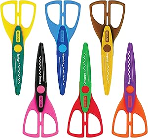 ست قیچی لبه کاغذ تزئینی 6.5 اینچی BAZIC Products، قیچی رنگی متنوع برای دفترچه عکس صنایع دستی، هدیه برای کودکان معلم، بسته 6