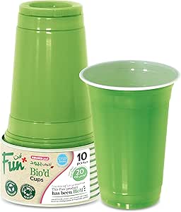 FUN BY AL BAYADER فن Colors Bio`d Cups 20 oz – فنجان یکبار مصرف زیست تخریب پذیر برای آبمیوه، آب، نوشیدنی های سرد، فنجان های نوشیدنی – سبز کیوی (بسته 10 عددی)