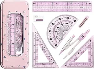 7 عدد مجموعه ریاضی متنوع – مجموعه قطب نما خط کش قطب نما هندسی با پاک کن و پر کردن مجدد برای پیش نویس و نقاشی