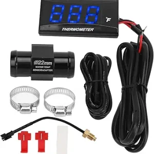 گیج دمای آب موتور سیکلت، دماسنج آب دیجیتال جهانی برای صفحه نمایش ال سی دی اسکوتر مسابقه ای DC 12 ولت با آداپتور سنسور دما (آبی)