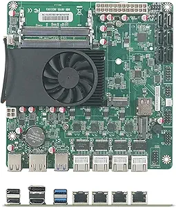 مادربرد NAS N5105,4 پورت i226-V 2.5GbE LAN,2XM.2 NVMe, 6*SATA3.0,2*DDR4, Mini ITX Soft Router VPN Openwrt Barebone Micro Appliance DIY