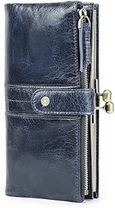 اطلاعات تماس کیف پول زنانه کیس قفل کیف پول چرم کلاچ کیف پول قدیمی کیف پول RFID کیف پول دوقلو کارت آبی نگهدارنده تلفن