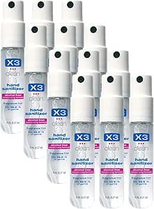 مینی اسپری ضد عفونی کننده دست – بدون الکل و بدون عطر – بطری های سایز جیبی 0.27 اونس (بسته 12 عددی)