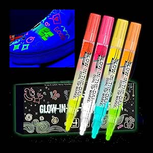 4 عدد 8 رنگ درخشش دو سر در قلم تیره، درخشش ضد آب غیر محو در قلم های تیره، برای نقاشی های رنگارنگ، نقاشی کودکان، کارت نوشتن، تزئینات بیلبورد