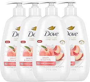 Dove Advanced Care Hand Wash Milk هلو و برنج 4 شمارش برای از بین بردن کثیفی ها و میکروب ها و در عین حال تغذیه پوست 10 لایه عمیق با کمپلکس 5X تقویت کننده رطوبت