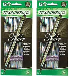مداد هولوگرافیک Dixon Ticonderoga Noir، 12 عدد در هر بسته [مجموعه 2 عددی]