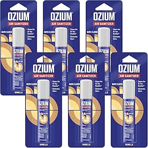 اوزیوم 0.8 اونس ضدعفونی کننده هوا و از بین برنده بو برای خانه ها، اتومبیل ها، ادارات و موارد دیگر، وانیل، بسته 6 عددی