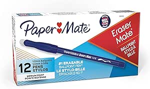 قلم پاککن Paper Mate EraserMate، نقطه متوسط، آبی، جعبه 12 عددی