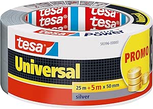 نوار داکت یونیورسال tesa extra Power – نوار چسب با نگه‌داشتن بسیار قوی و استفاده چندمنظوره – برای تعمیر، چسباندن، آب‌بندی و موارد دیگر – خاکستری – 1 رول – 30 متر در 50 میلی‌متر
